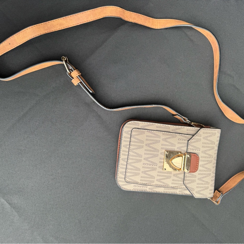 Marco Collection Tan and Brown Crossbody Purse